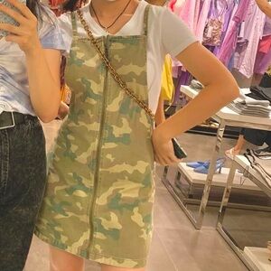 Camo overall mini dress